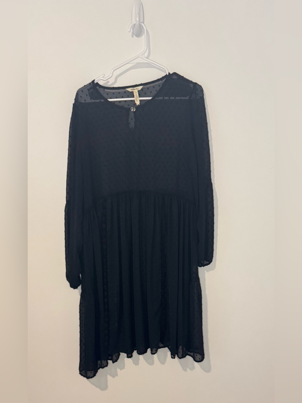 Matilda Jane Black Swiss Dot Babydoll Dress Women’s Size Large Sheer